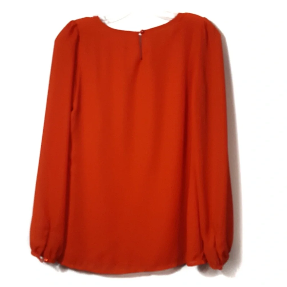 JOYJOY Embroidered Blouse Bohemian Office Orange Pumpkin NWT - Picture 4 of 8